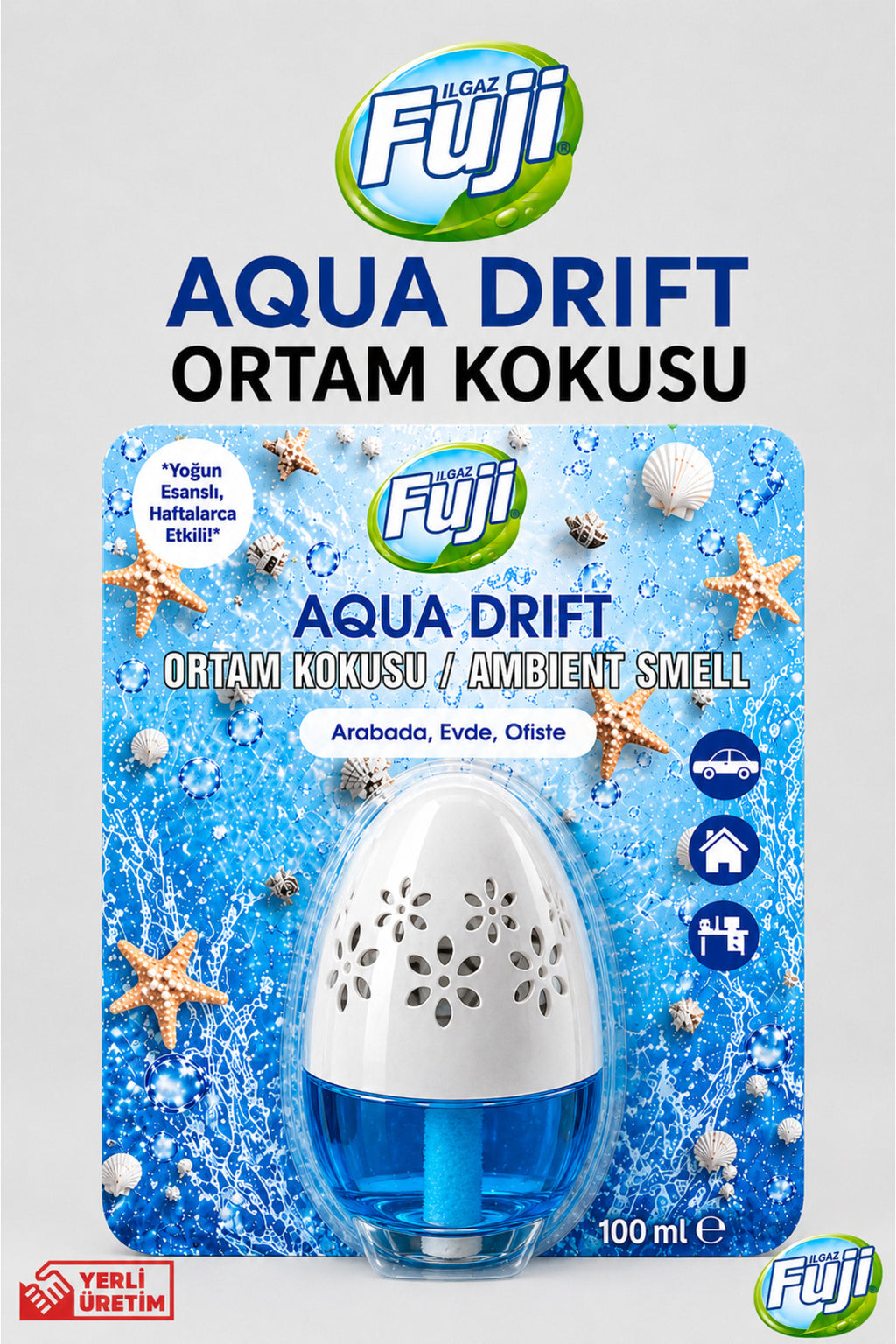 Okyanus Esintili Araç, WC, Oda ve Ortam Kokusu 100 ml | Aqua Drift Kalıcı Kavanoz Koku