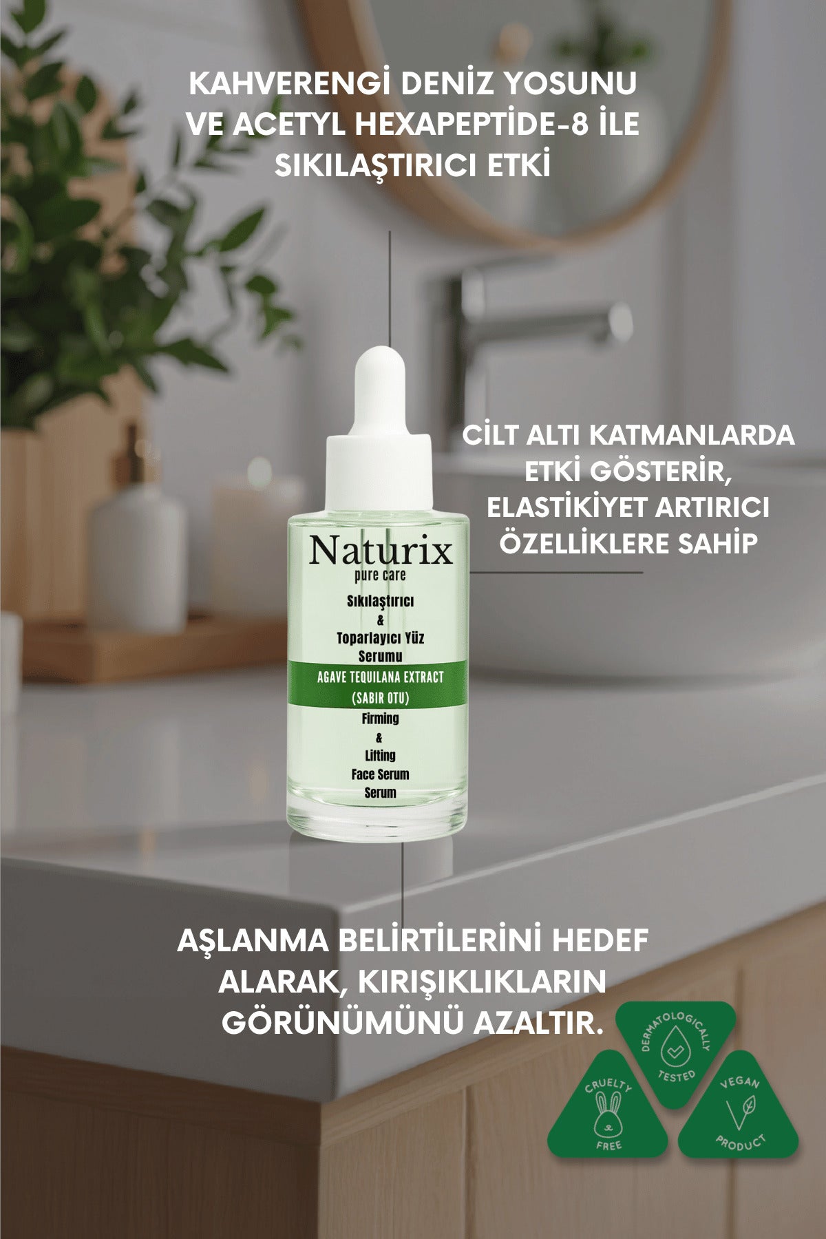 Sıkılaştırıcı & Toparlayıcı Yüz Serumu | Kahverengi Deniz Yosunu & Acetyl Hexapeptide-8 30 ml