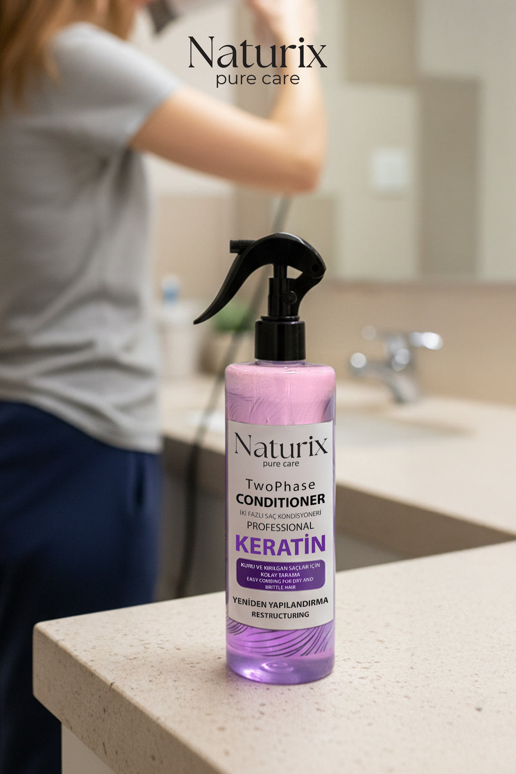 Keratin Iki Fazlı Saç Bakım Ve Fön Suyu 400ml - Yeniden Yapılandırma Ve Koruma