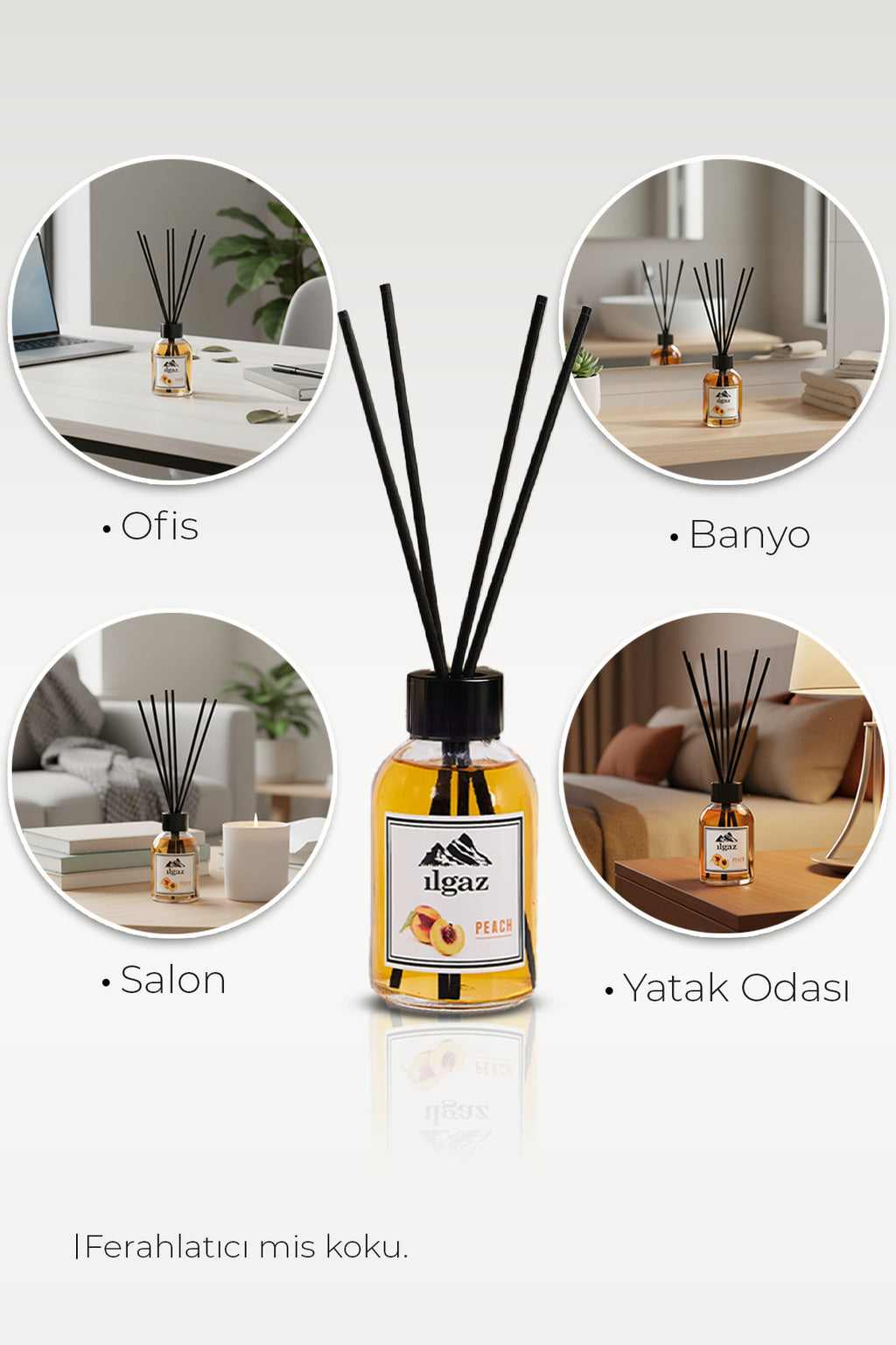 Şeftali Bambu Çubuklu Oda Kokusu 110 ml | Red Diffuser Peach Meyveli Ortam Kokusu