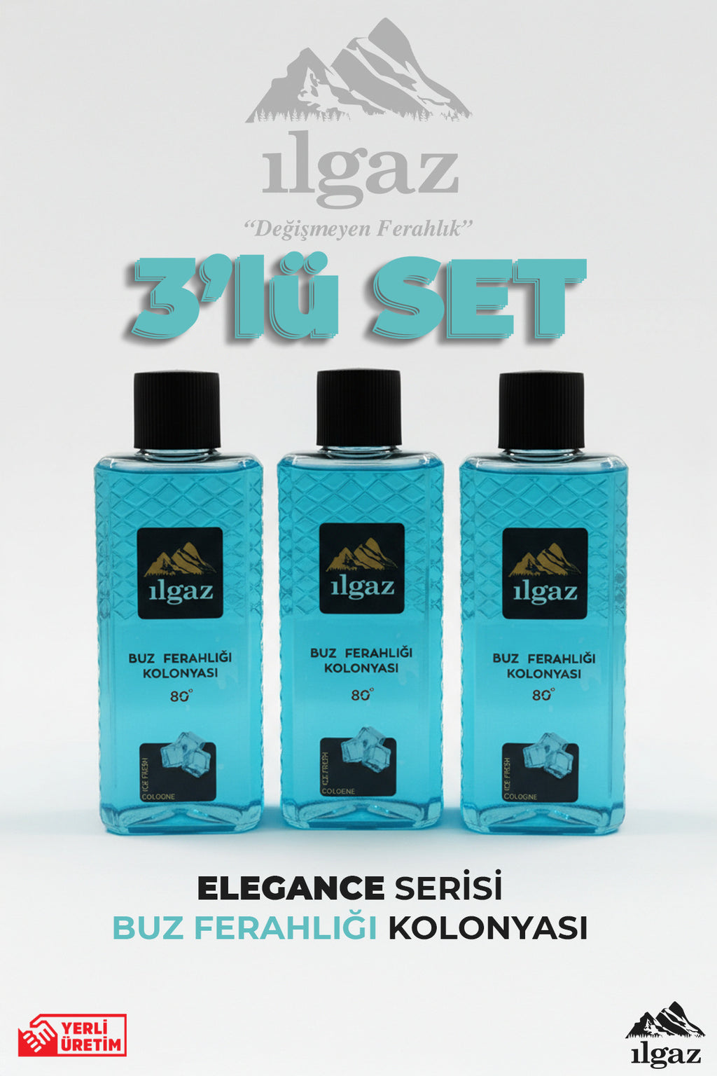 Buz Ferahlığı Kolonyası 3'lü Set 80 Derece 400 ml | Elegance Series