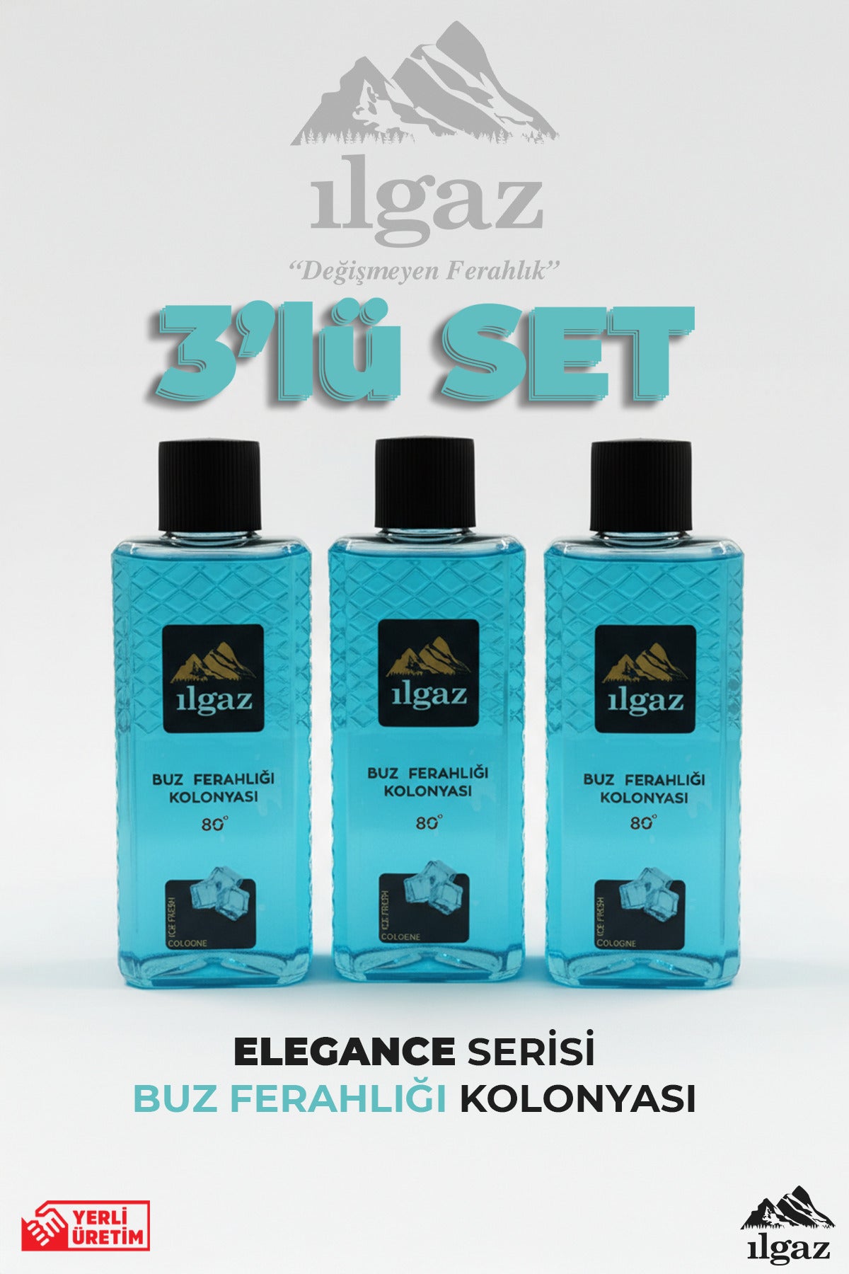 Buz Ferahlığı Kolonyası 3'lü Set 80 Derece 400 ml | Elegance Series