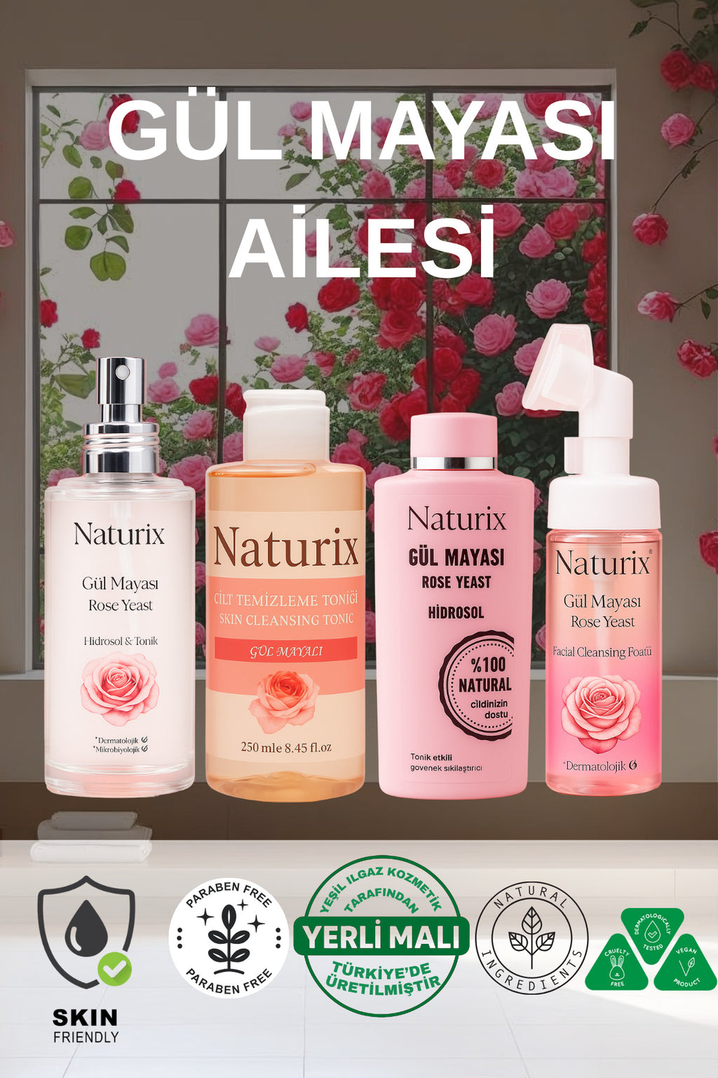 Akne Önleyici Gül Mayası 250 ml - 2'li Eko Paket | Tonik Etkili Ve Gözenek Sıkılaştırıcı Gül Suyu