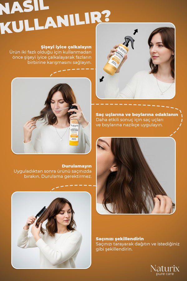 Argan Yağlı Iki Fazlı Saç Bakım Ve Fön Suyu 400ml - Besleyici Bakım Ve Parlaklık
