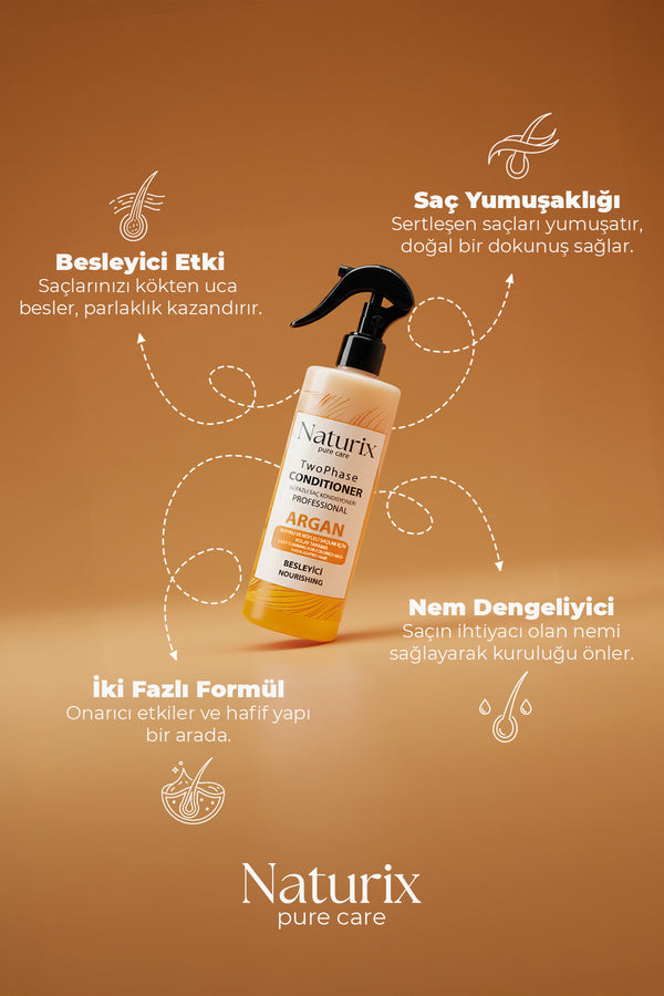 Argan Yağlı Iki Fazlı Saç Bakım Ve Fön Suyu 400ml - Besleyici Bakım Ve Parlaklık