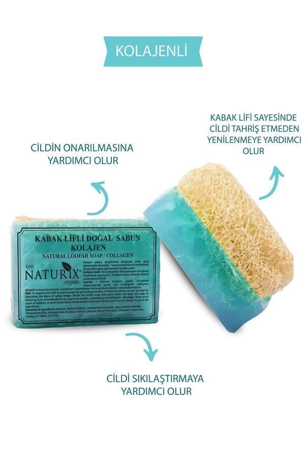 Kabak Lifli Kolajen Sabun 130 gr | Kırışıklık Önleyici Ve Canlandırıcı Doğal Sabun