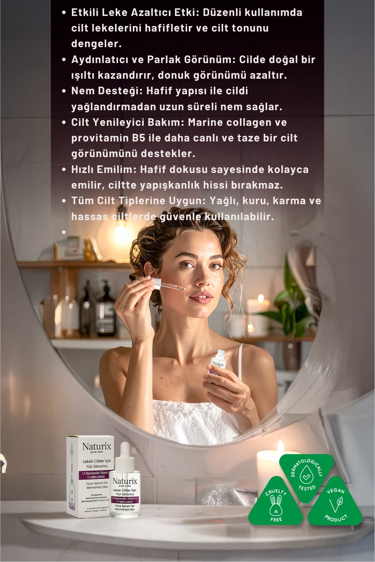 Leke Karşıtı Yüz Serumu | %5 Niacinamide & %2 Alpha-Arbutin | Lekeli Ciltler İçin Etkili Bakım 30ml