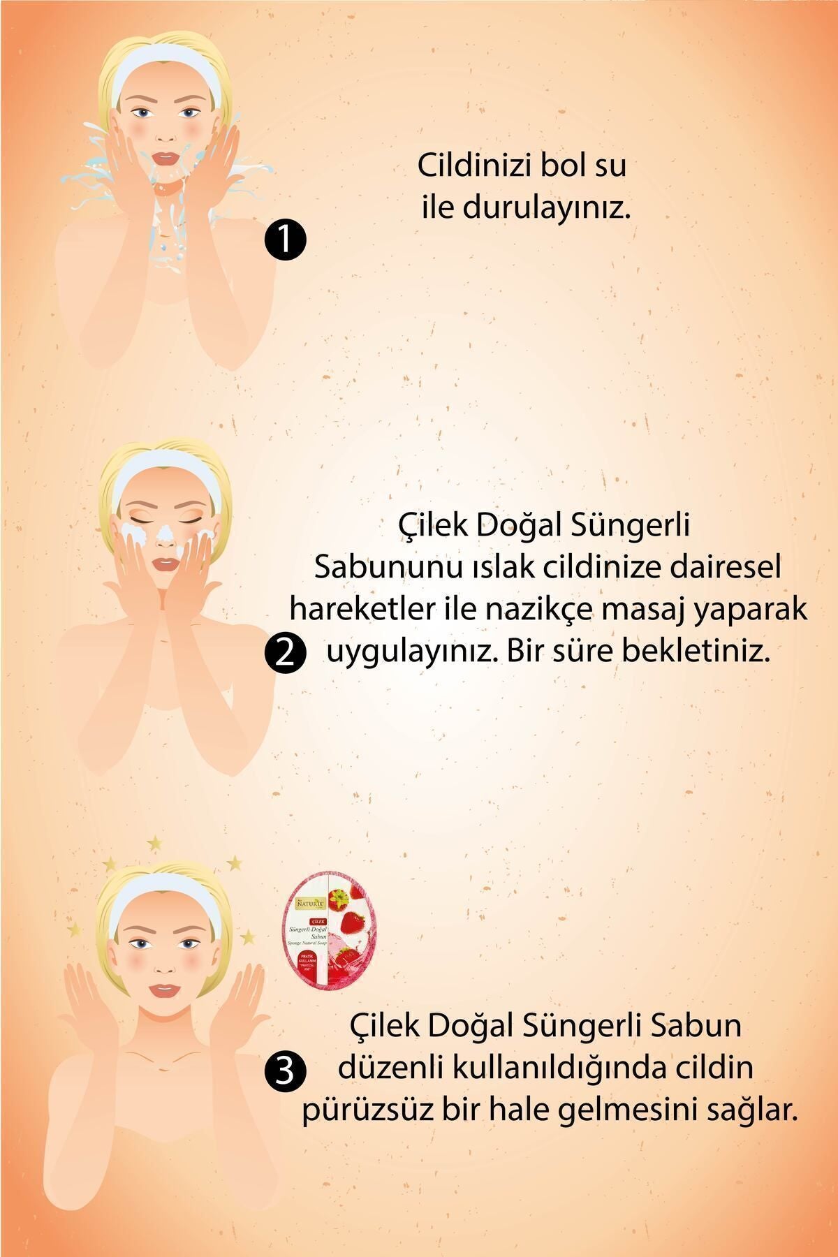 Çilek Süngerli Sabun 150 gr | Doğal Çilek Soap | Peeling Etkili Cilt Arındırıcı