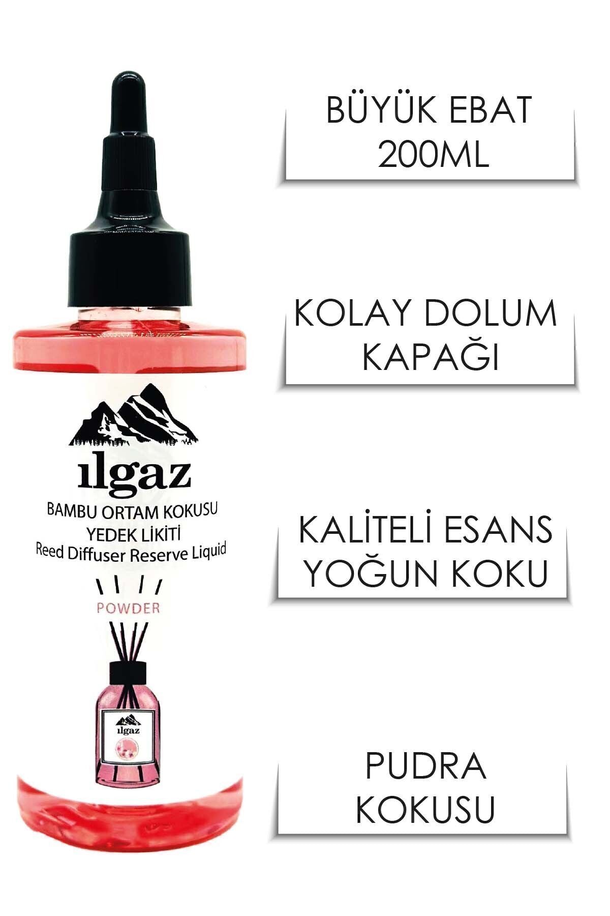 Pudra Bambu Yedek Likit Bambu Oda Kokusu Yedek Şişe Powder Çubuklu Oda Kokusu Kolay Kullanım 200ml