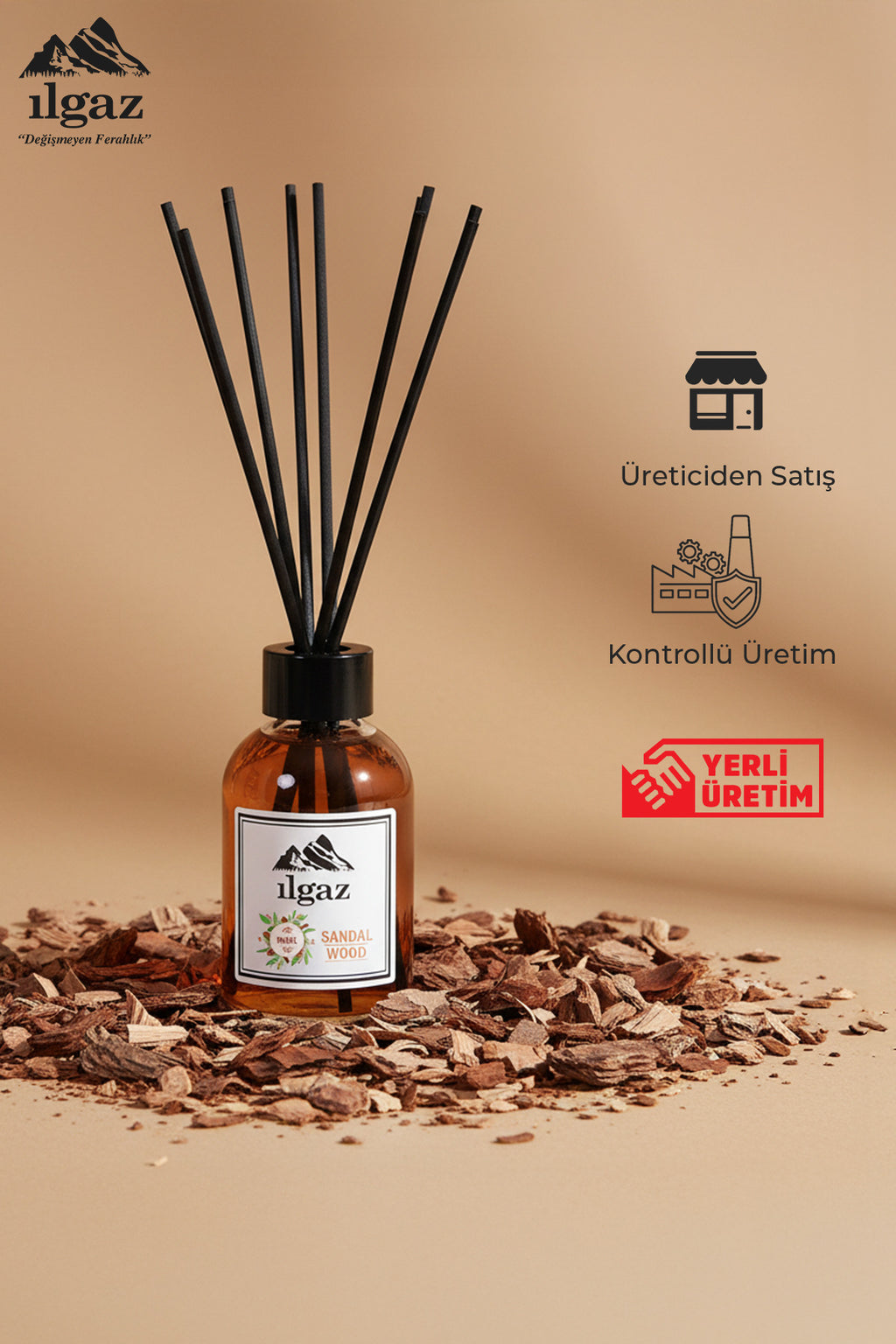 Sandal Ağacı Bambu Çubuklu Oda Kokusu 110 ml | Red Diffuser Sandal Wood Ortam Kokusu