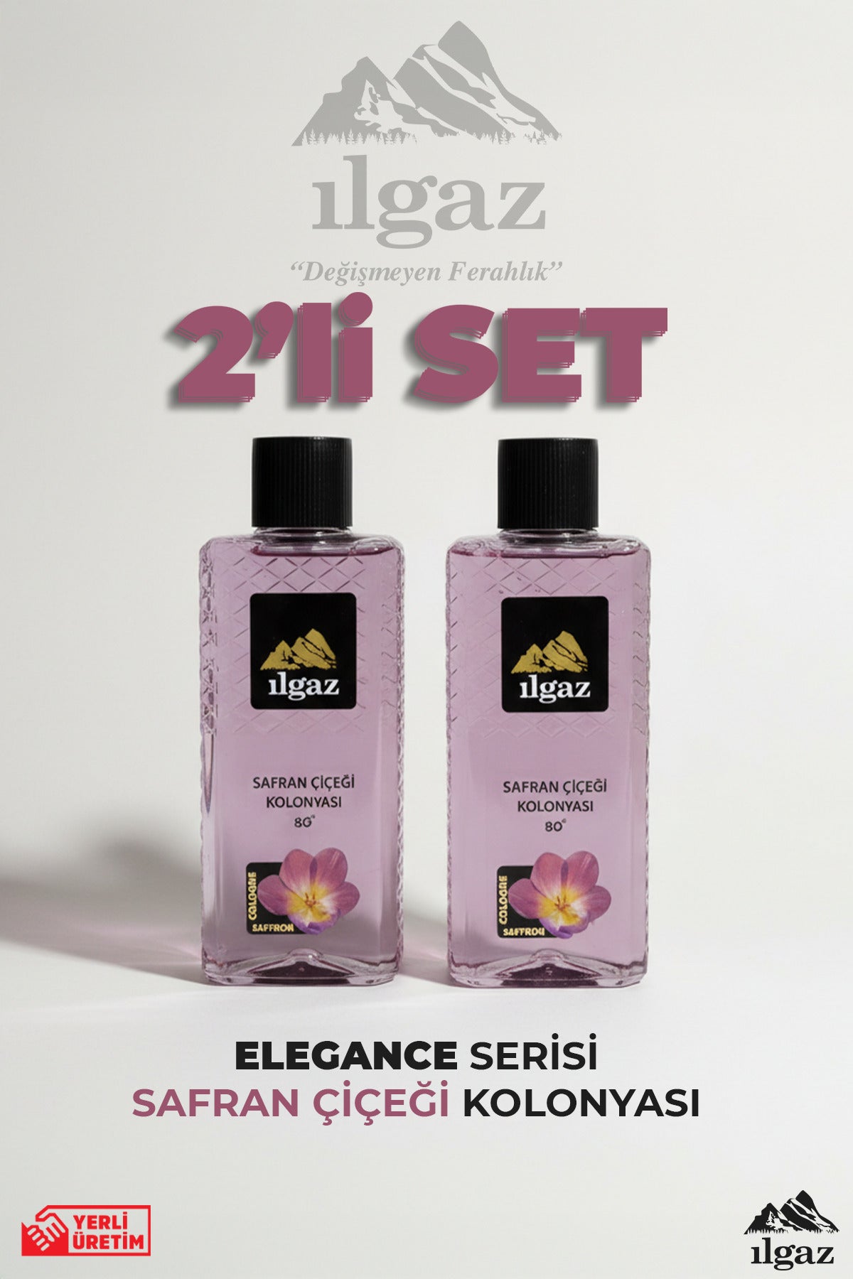 Safran Çiçeği Kolonyası 2'li Set 80 Derece 400 ml | Elegance Series