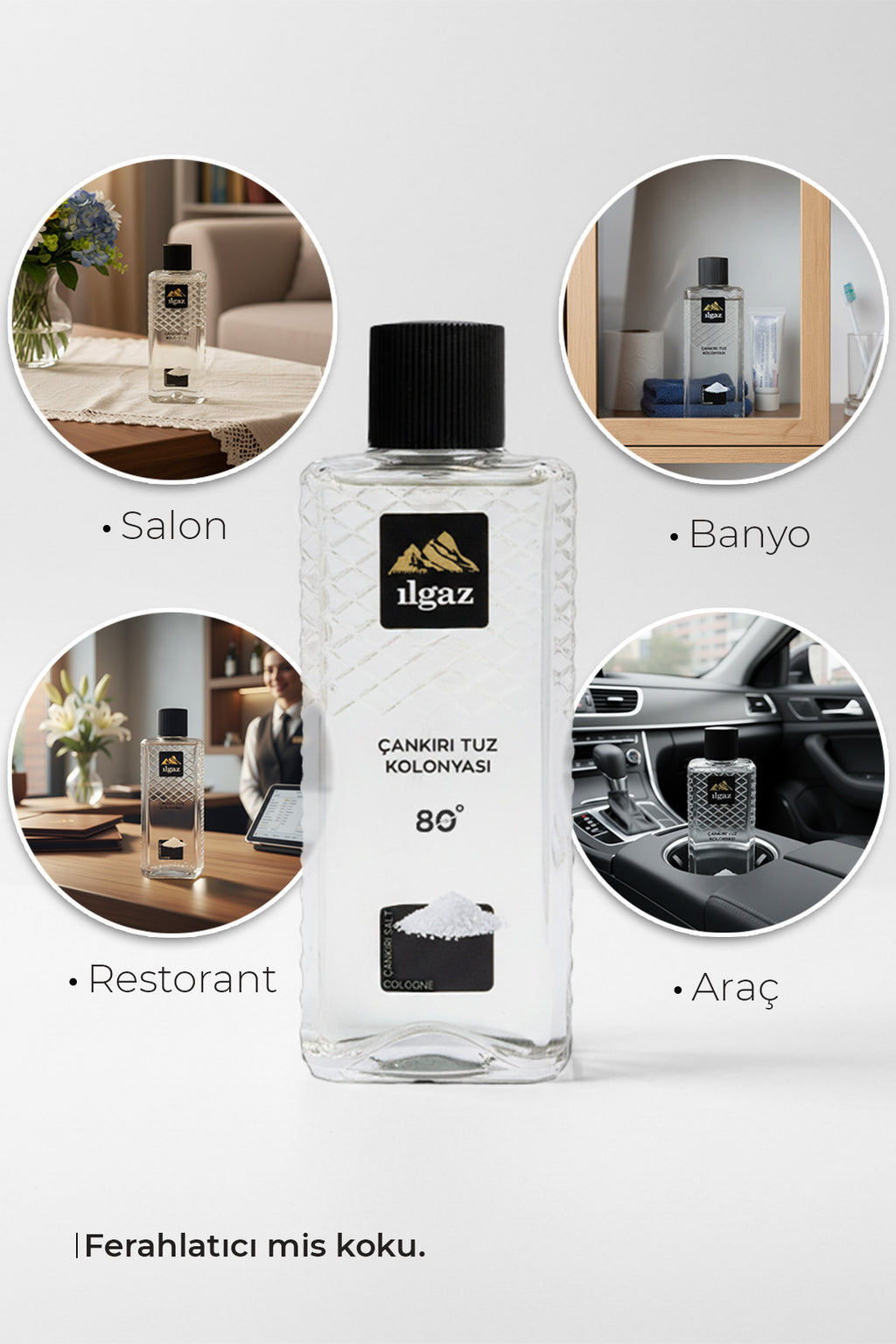Çankırı Tuz Kolonyası 3'lü Set 80 Derece 400 ml | Elegance Series