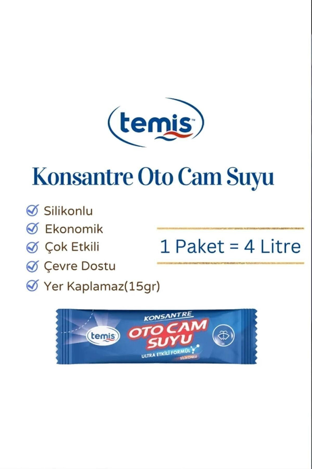 Konsantre Oto Cam Suyu 5 Adet = 20 Lt - Kir, Yağ, Çamur Önleyici, Yeni Nesil Etkili Formül