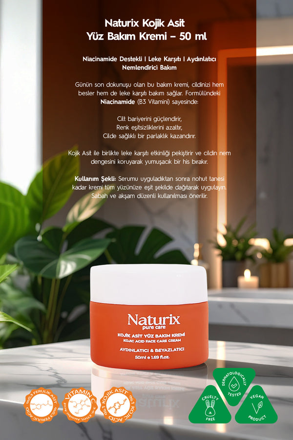 Kojik Asitli 3'lü Leke Karşıtı Cilt Bakım Seti | Sabun 100 gr + Serum 30ml + Krem 50 ml
