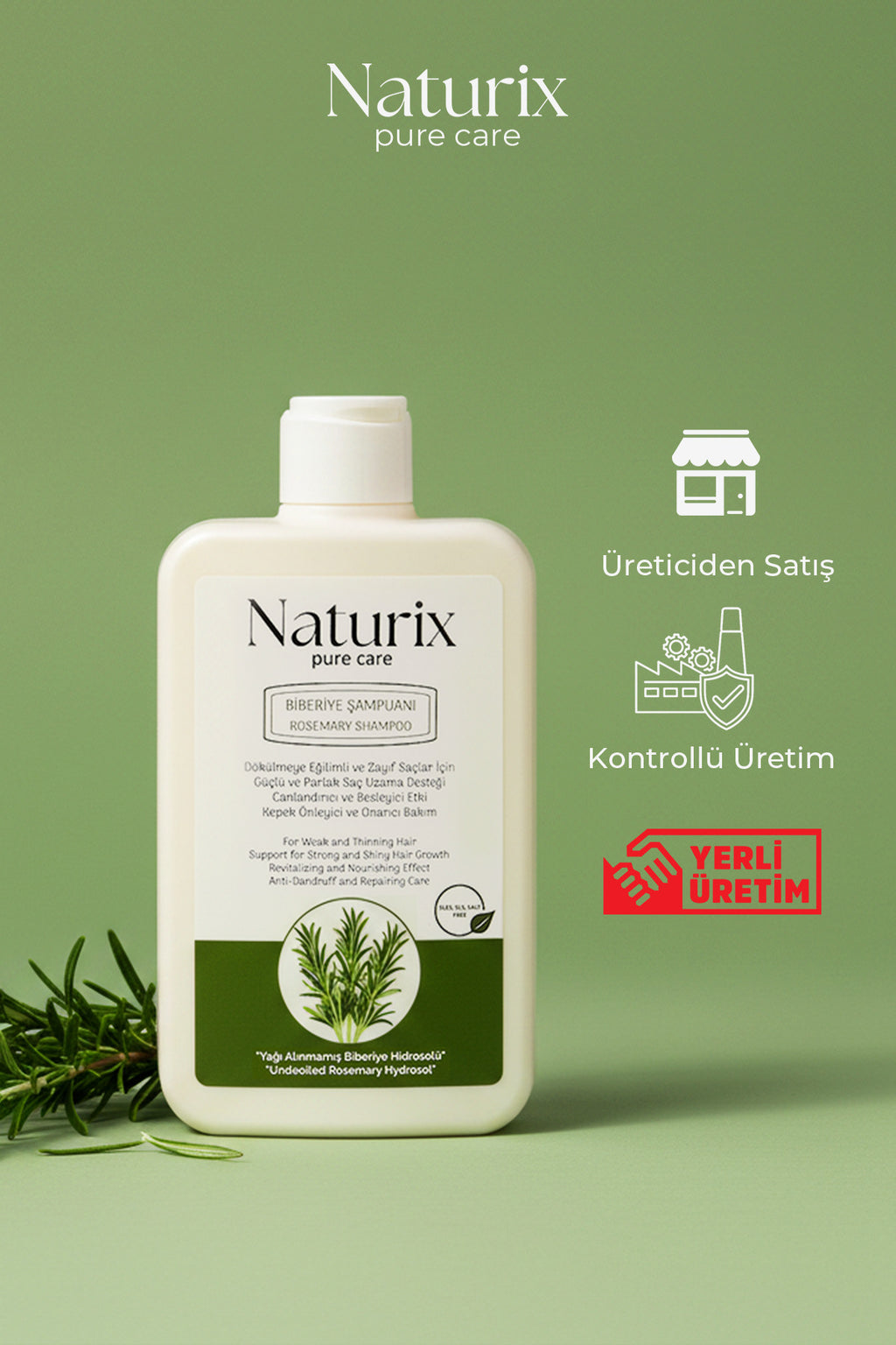 Biberiye Şampuanı | Tuzsuz, Dökülme Karşıtı ve Saç Uzamasını Destekleyici Bakım - 450 ml