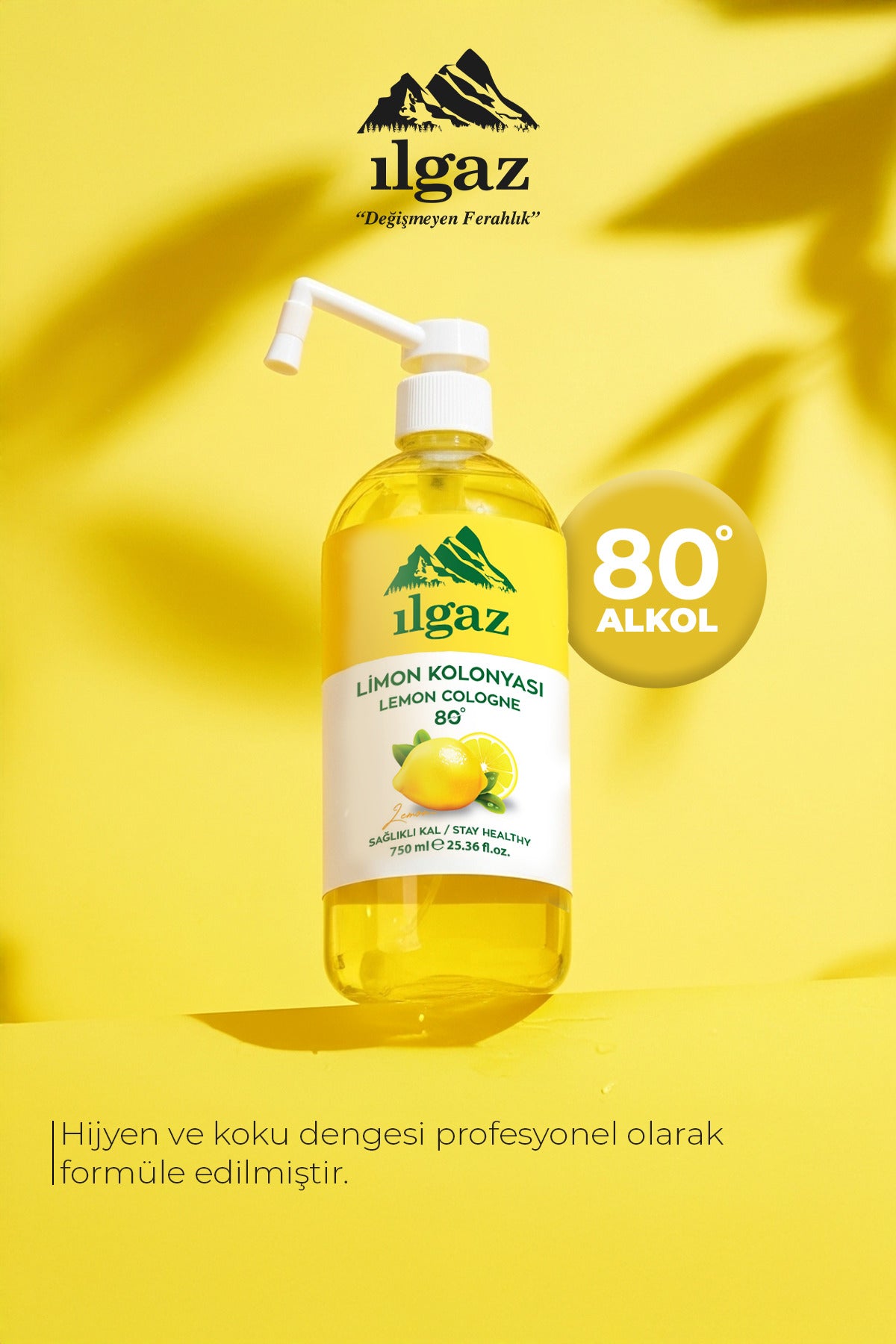 Pompalı Limon Kolonyası 80 Derece - 750 ml | Eko Boy Ferahlatıcı Etki
