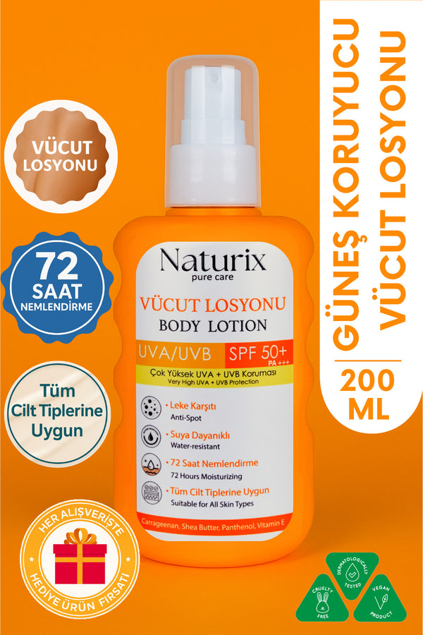 Vücut Losyonu Spf 50 Pa | Uva/uvb Güneş Koruması, 72 Saat Nem, Leke Karşıtı Etki - 200ml