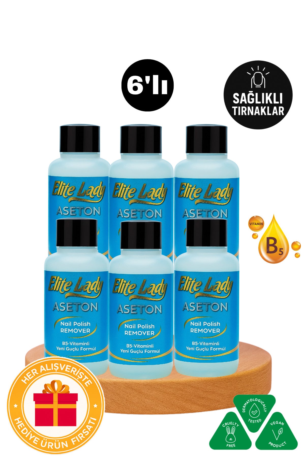 B5-vitaminli Ekstra Güçlü Oje Çıkarıcı 6'lı Eko Paket - 200ml | Tırnak Kırılmalarını Önleyici Aseton
