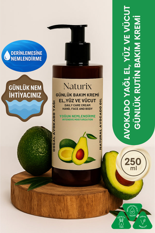 Avokado Özlü El, Yüz Ve Vücut Bakım Kremi 250 ml | Nemlendirici Ve Onarıcı Vücut Losyonu