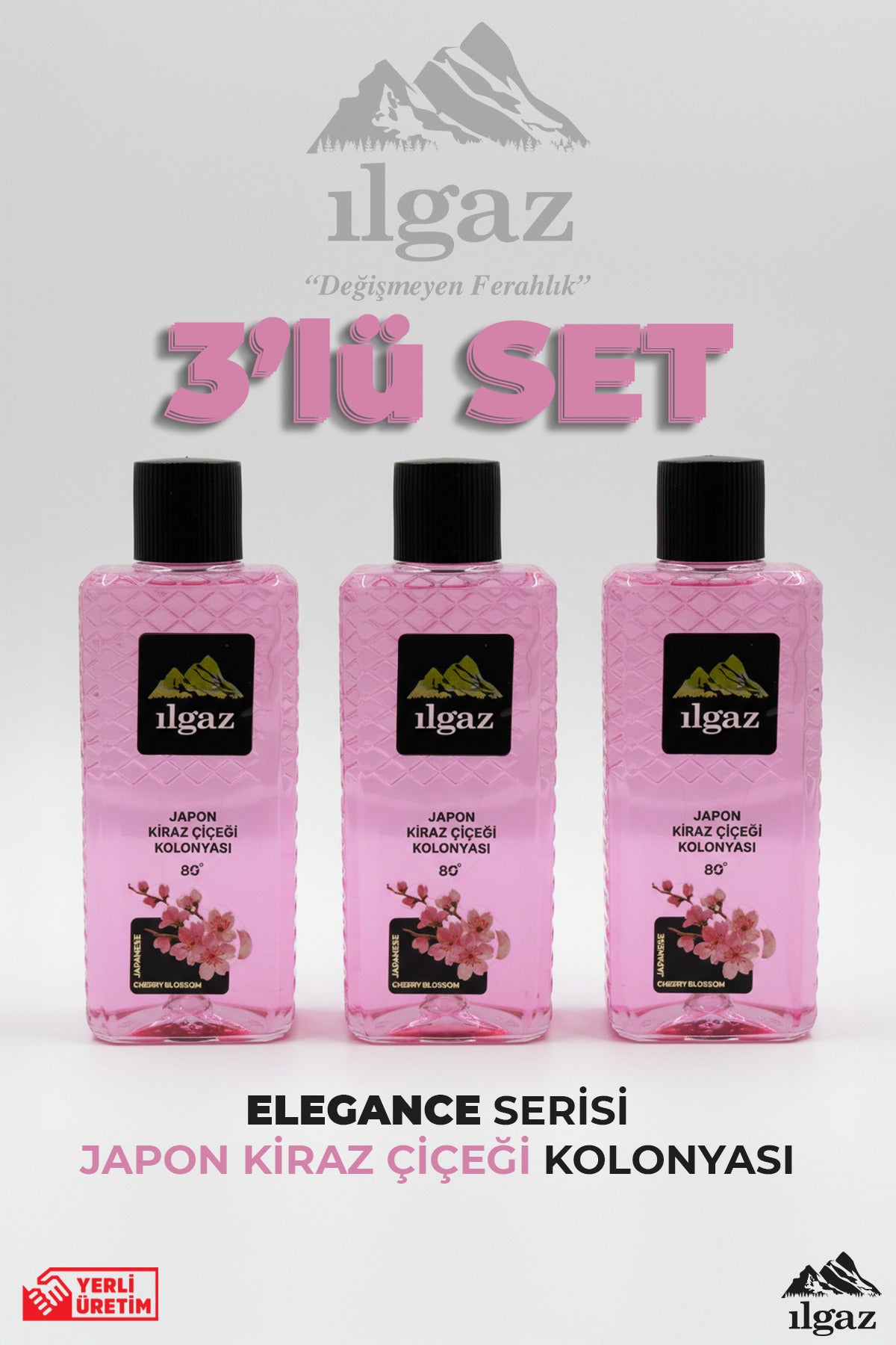 Japon Kiraz Çiçeği Kolonyası 3'lü Set 80 Derece 400 ml | Elegance Series