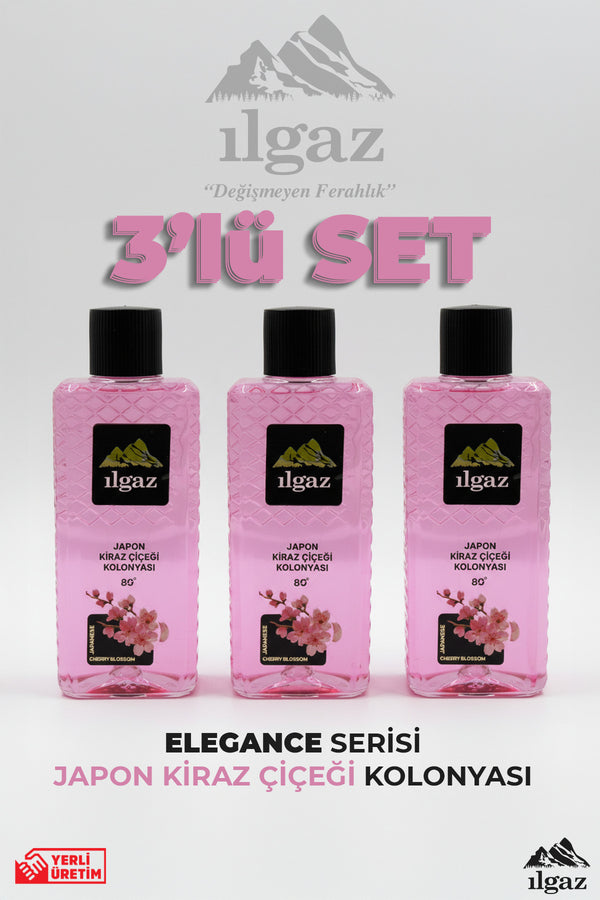 Japon Kiraz Çiçeği Kolonyası 3'lü Set 80 Derece 400 ml | Elegance Series
