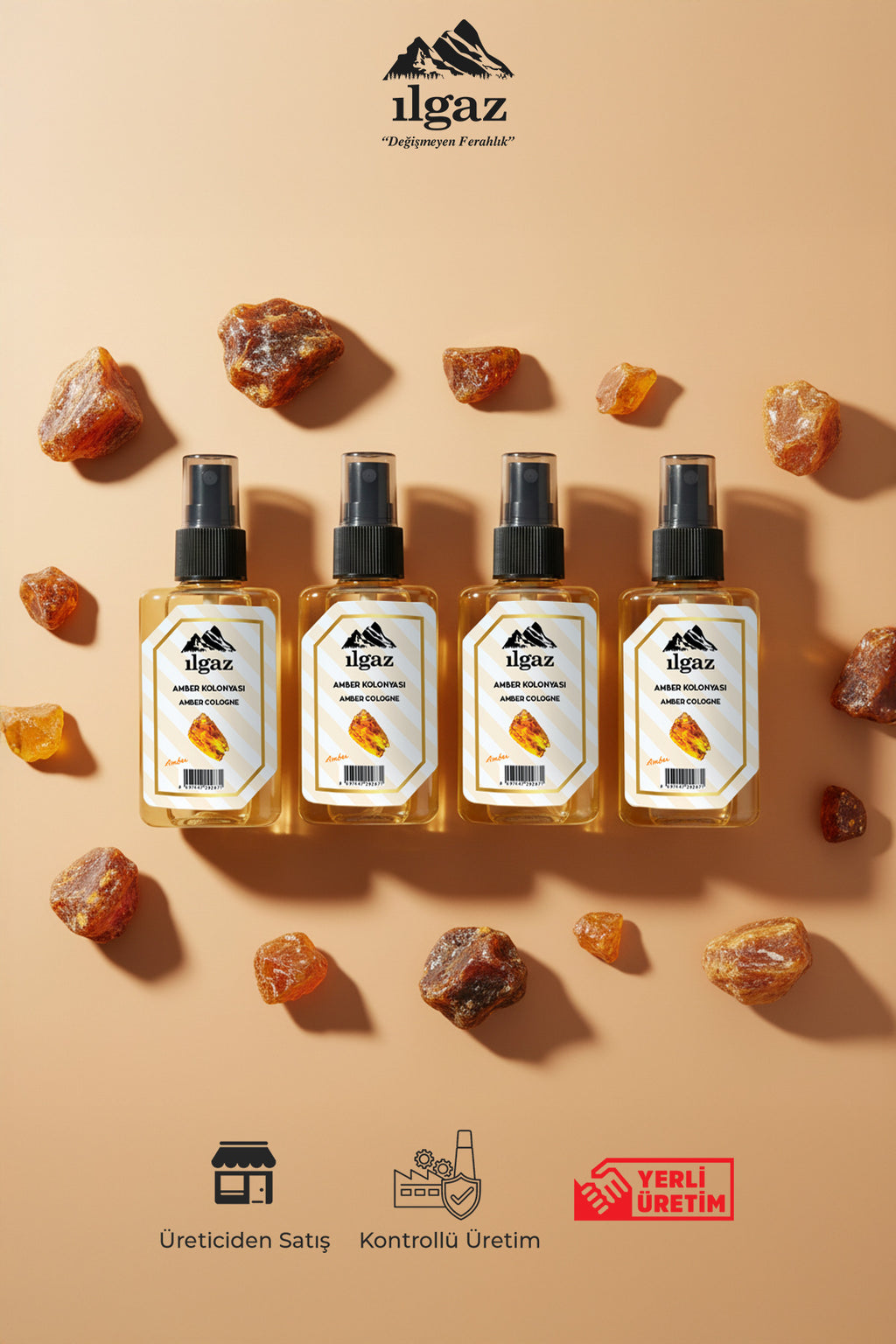 Amber Sprey Kolonya Cep Boy Elegance Series 4'lü Eko Paket - 4x50 ml