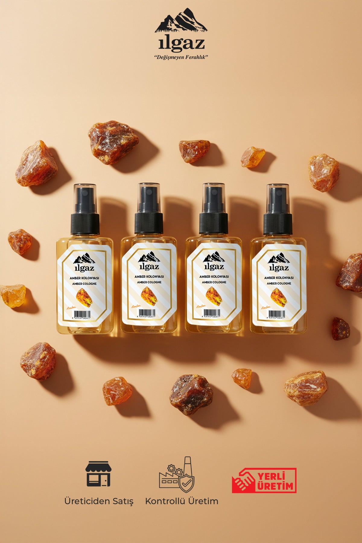 Amber Sprey Kolonya Cep Boy Elegance Series 4'lü Eko Paket - 4x50 ml