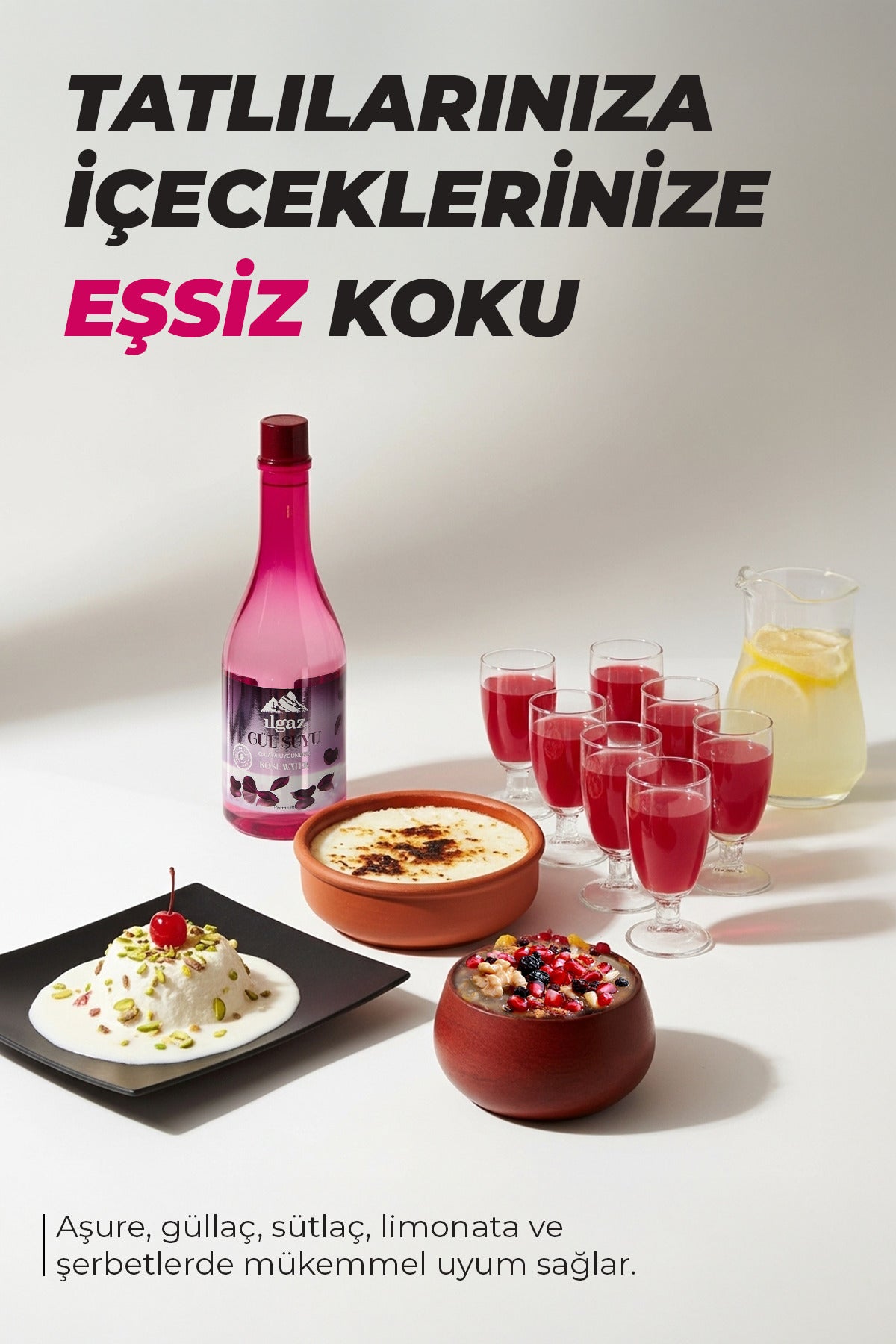Gıdaya Eklenebilir Ve Içilebilir Gül Suyu 400 ml | Gıdaya Uygun Gül Aromalı
