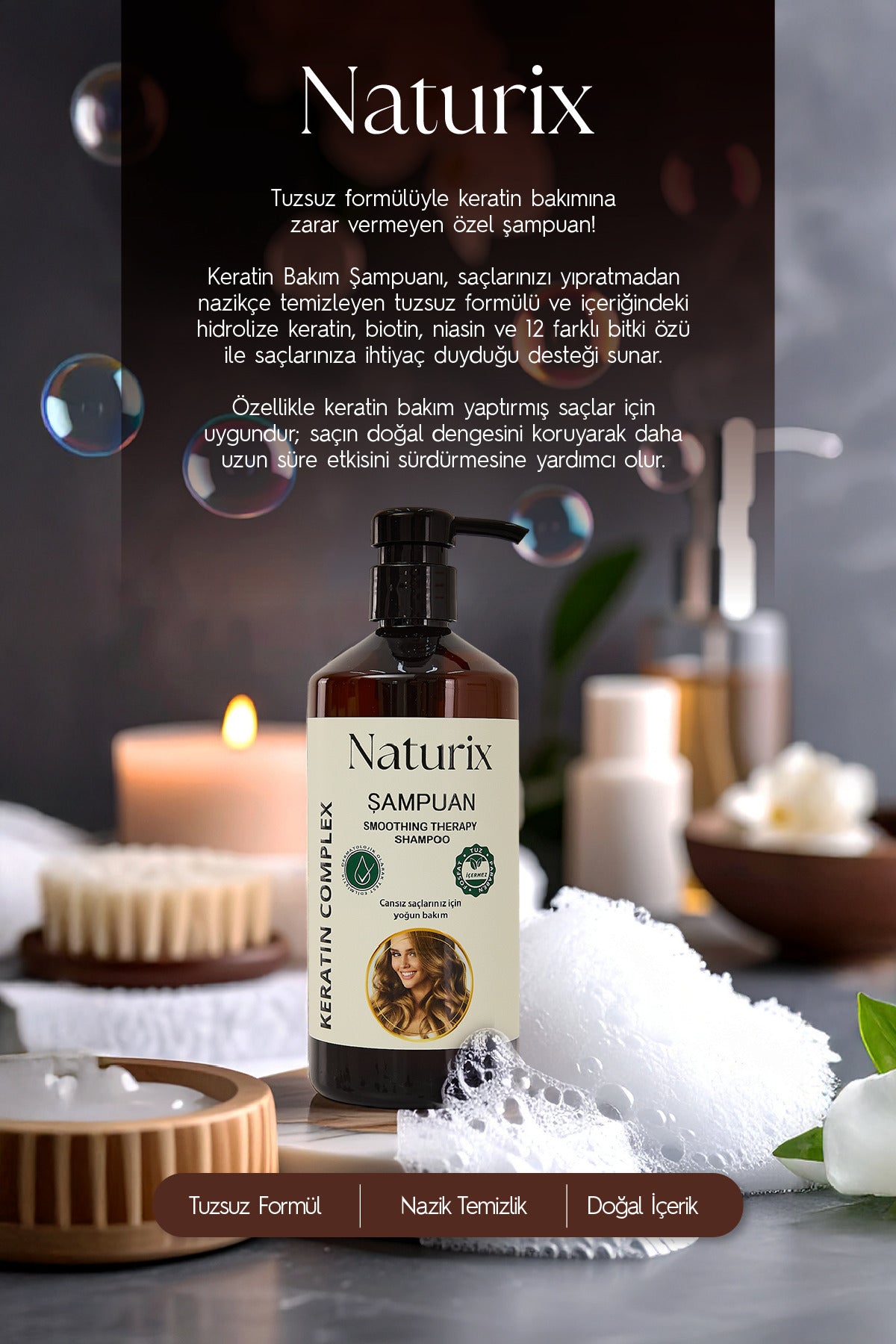 2'li Tuzsuz Keratin Şampuan 600 ml – Paraben, Fosfat Ve Tuz Içermez