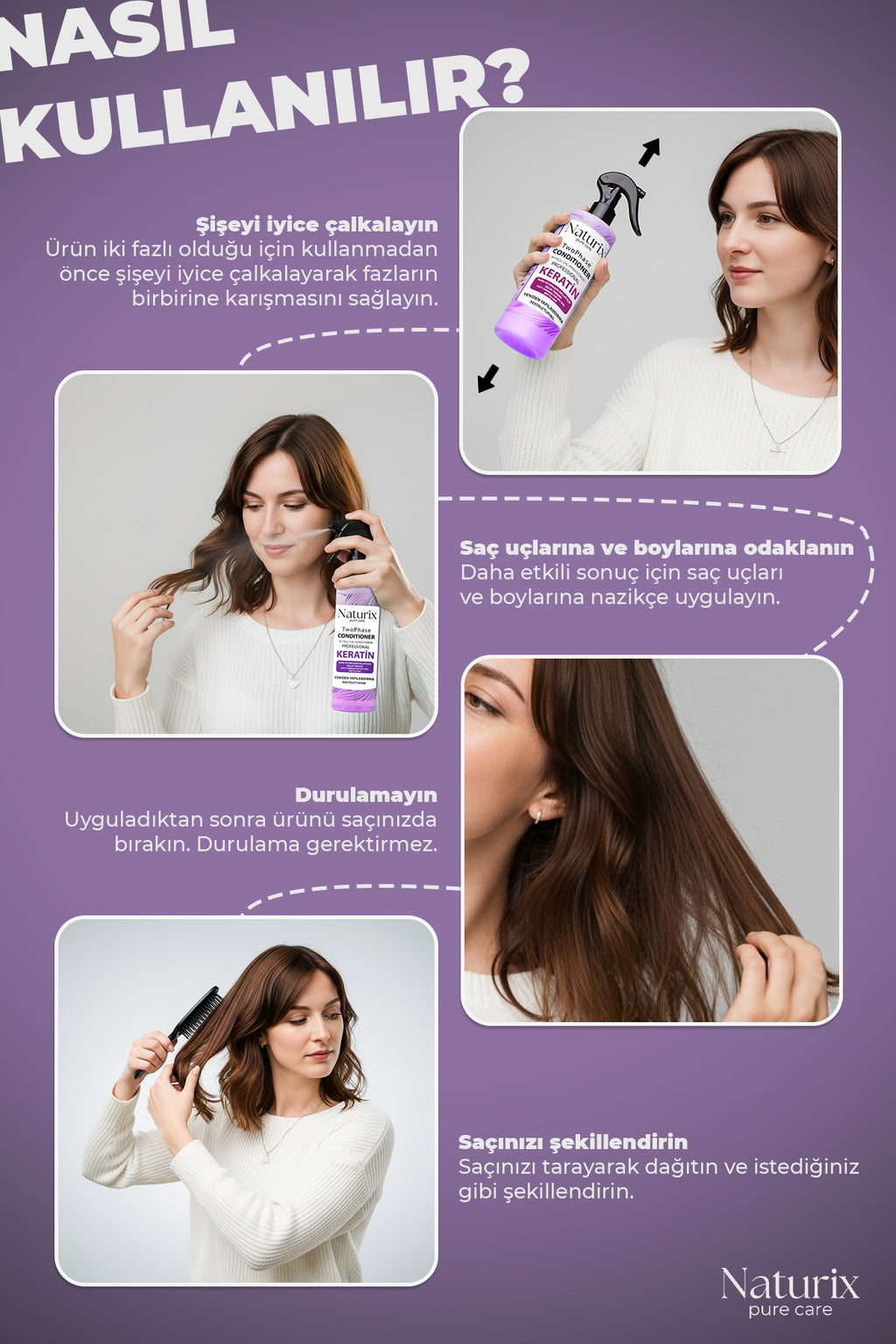 Keratin Iki Fazlı Saç Bakım Ve Fön Suyu 400ml - Yeniden Yapılandırma Ve Koruma