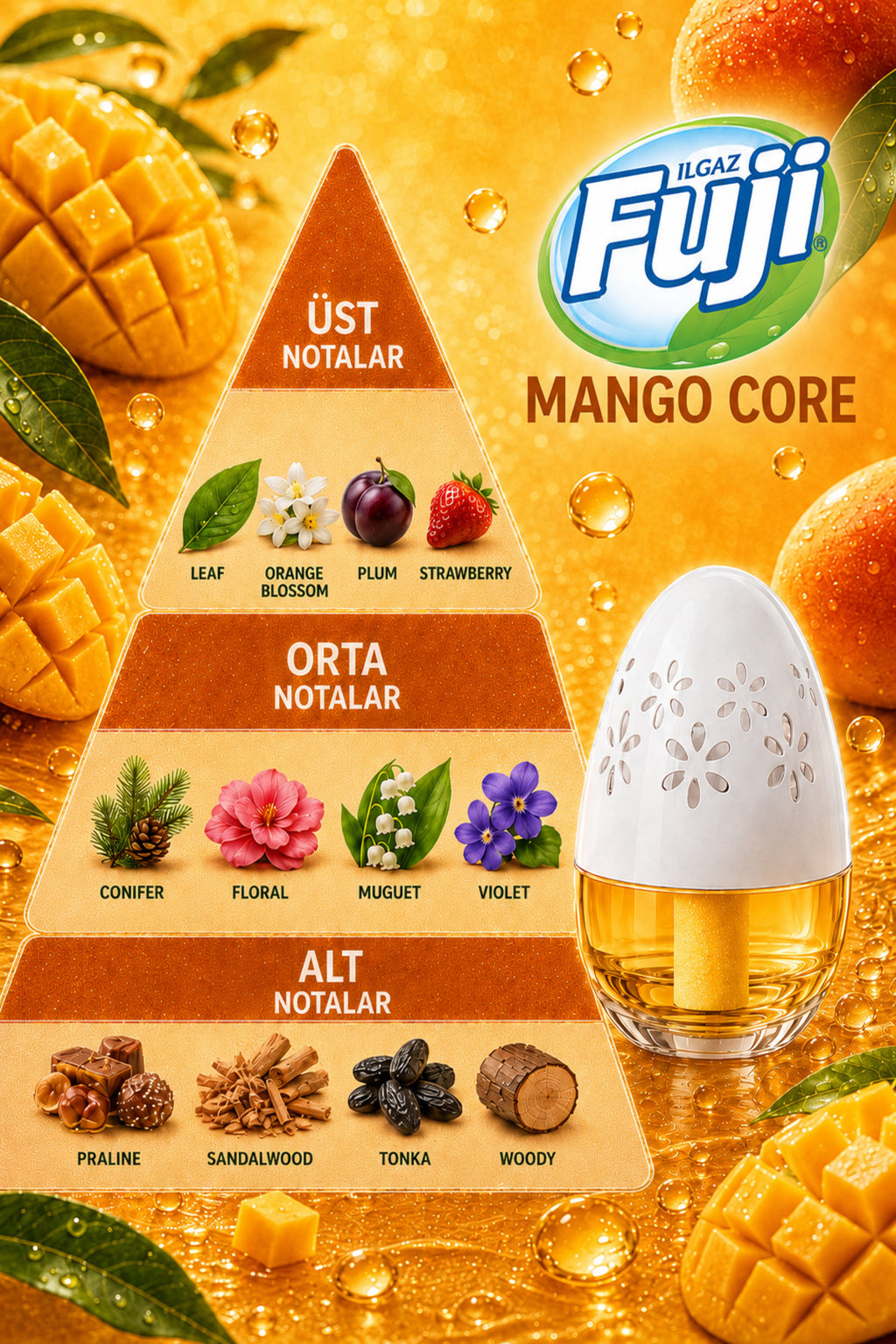 Mango Kokulu Araç, WC, Oda ve Ortam Kokusu 100 ml | Mango Core Kalıcı Kavanoz Koku