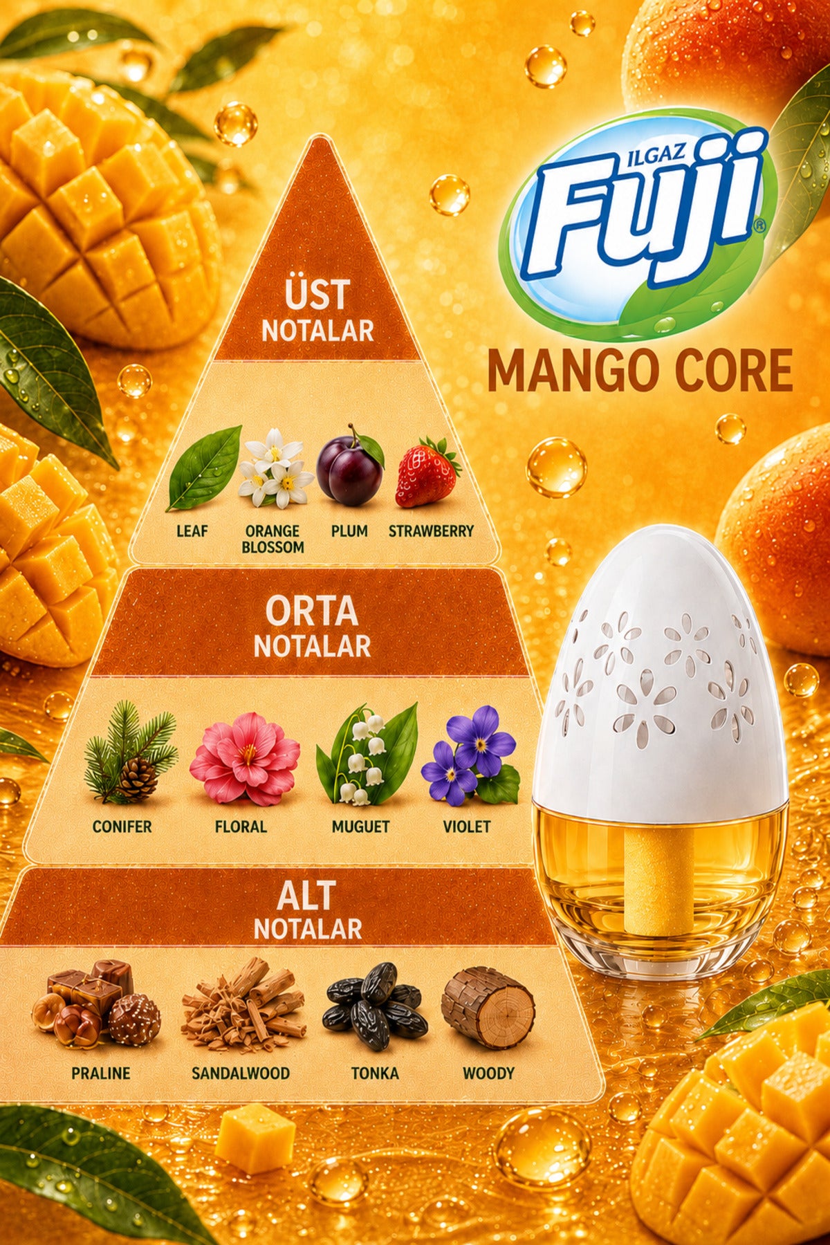 Mango Kokulu Araç, WC, Oda ve Ortam Kokusu 100 ml | Mango Core Kalıcı Kavanoz Koku