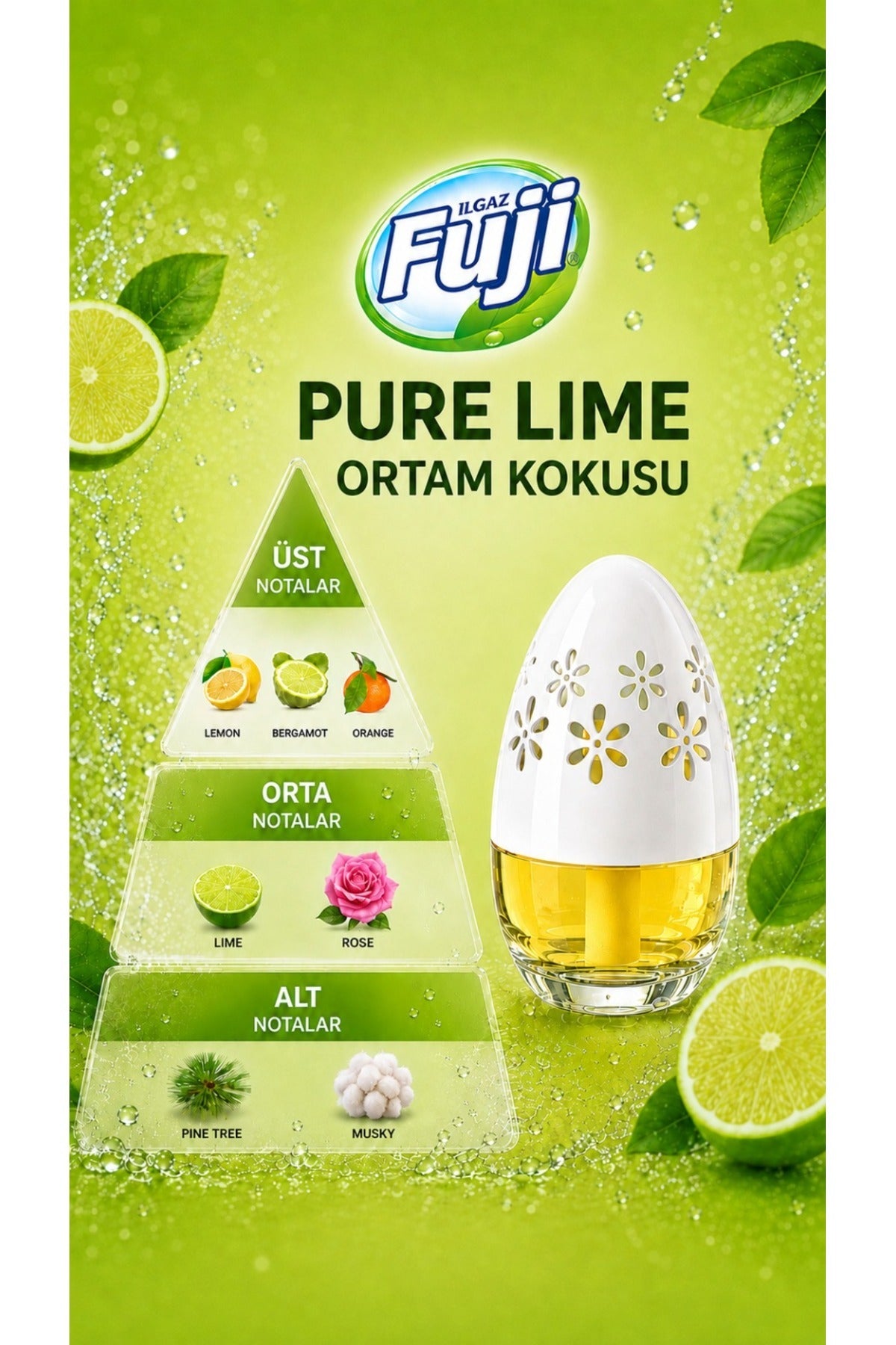 Limon Kokulu Araç, WC, Oda ve Ortam Kokusu 100 ml | Pure Lime Kalıcı Kavanoz Koku