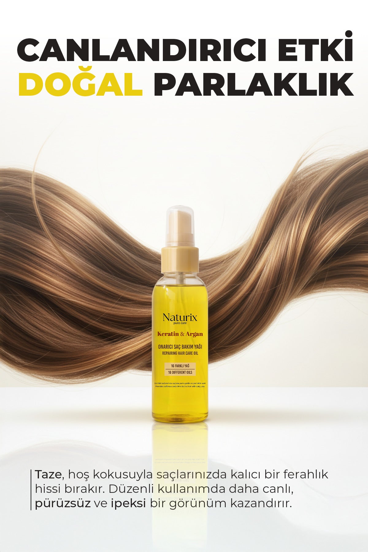 Keratin ve Argan Yağlı Onarıcı Saç Bakım Yağı 100 ml