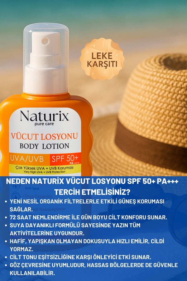 Vücut Losyonu Spf 50 Pa | Uva/uvb Güneş Koruması, 72 Saat Nem, Leke Karşıtı Etki - 200ml