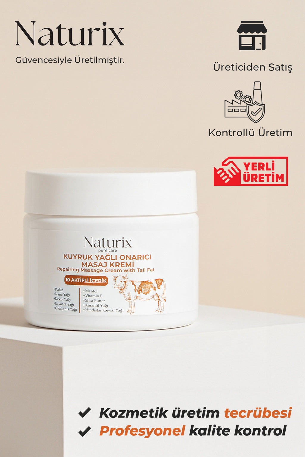 Kuyruk Yağlı Masaj Kremi 100 ml – 10 Bitkisel Aktifli İçerik Rahatlatıcı Bakım Kremi