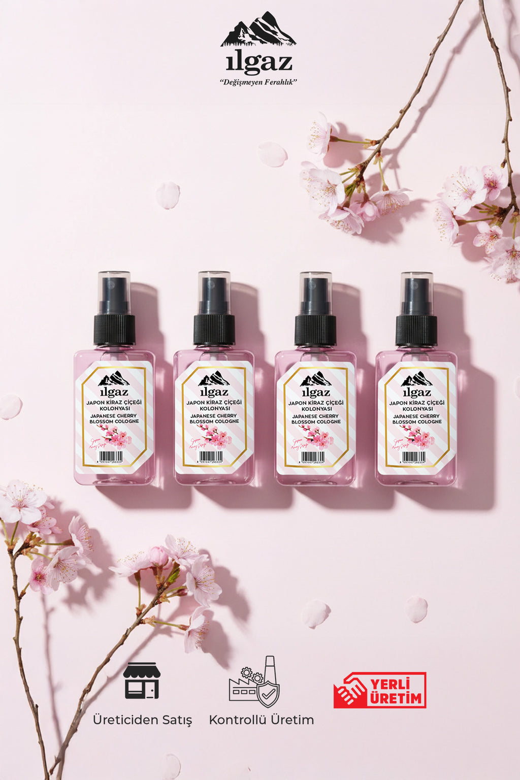 Japon Kiraz Çiçeği Kolonyası 4’lü Sprey Set | Çiçeksi ve Kalıcı Koku - 4x50 ml
