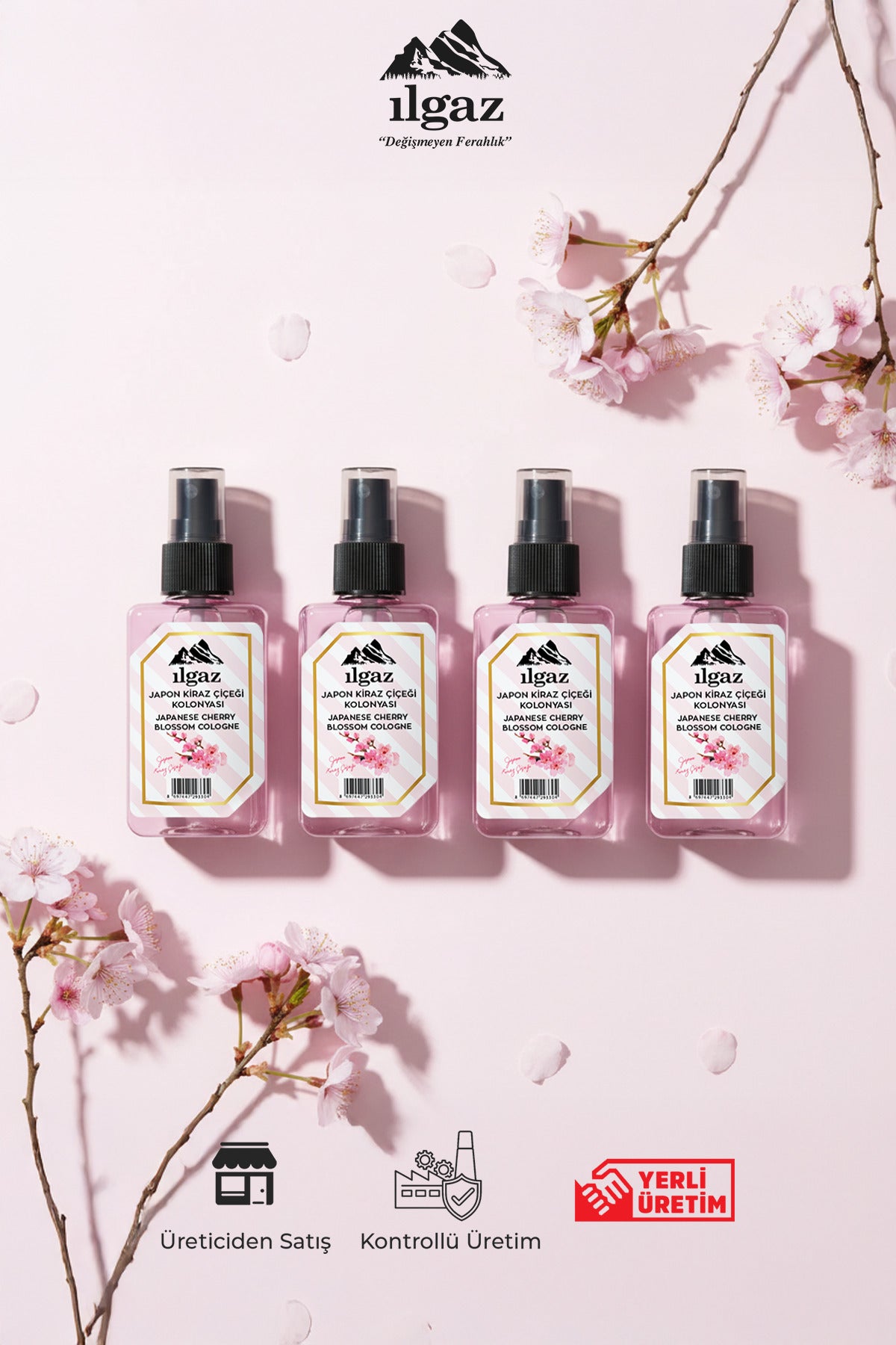 Japon Kiraz Çiçeği Kolonyası 4’lü Sprey Set | Çiçeksi ve Kalıcı Koku - 4x50 ml