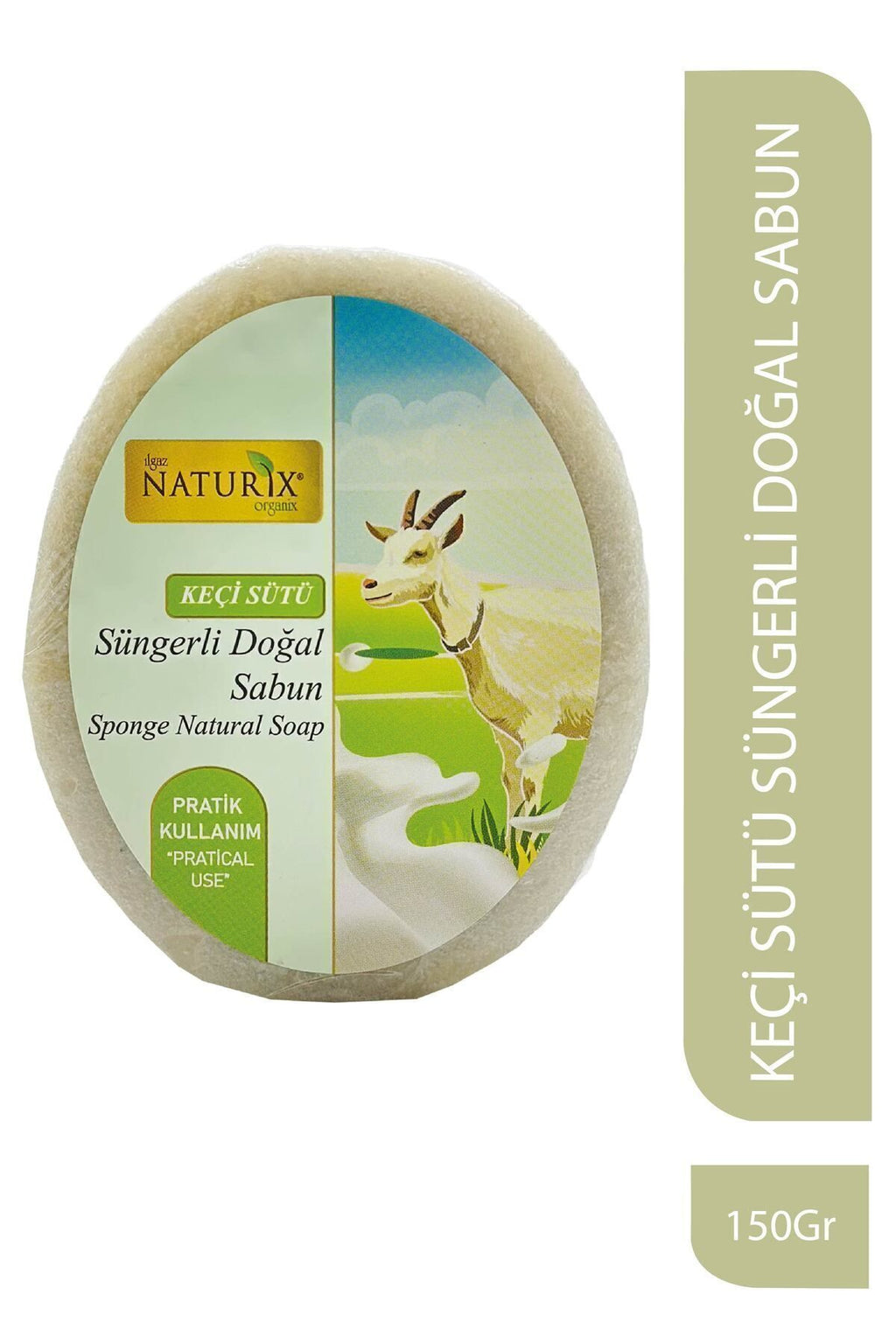 Keçi Sütü Süngerli Sabun 150 gr | Peeling Etkili, Kurutucu, Yenileyici