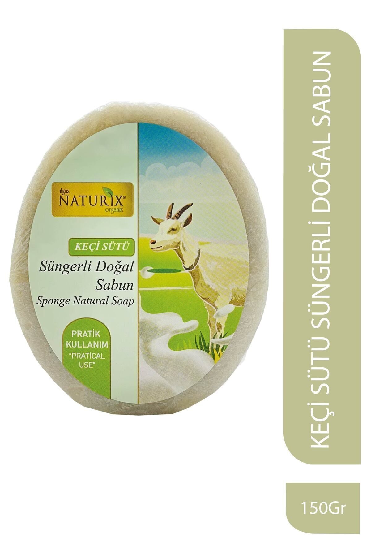 Keçi Sütü Süngerli Sabun 150 gr | Peeling Etkili, Kurutucu, Yenileyici