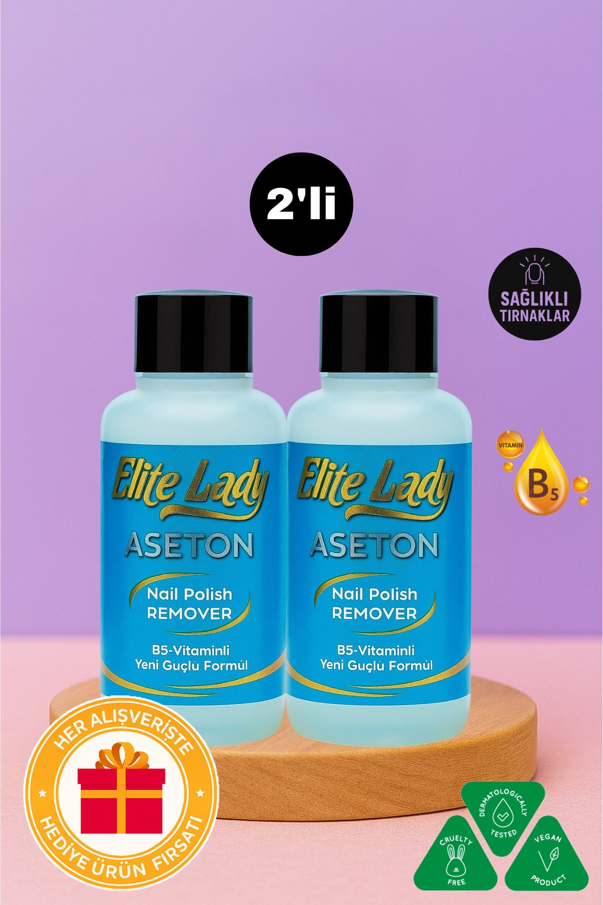 B5-vitaminli Ekstra Güçlü Oje Çıkarıcı 125 ml - 2'li Aseton Seti