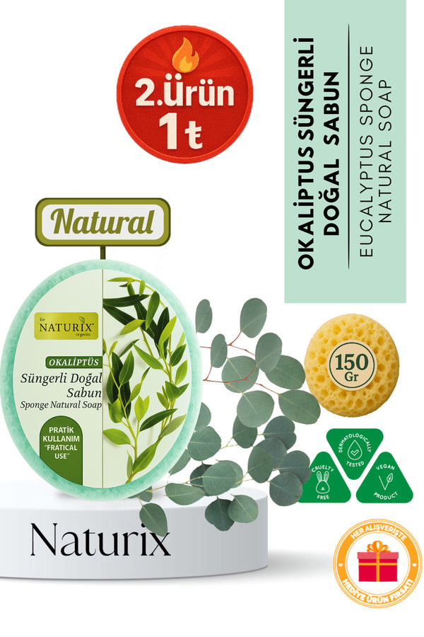 Okaliptus Süngerli Sabun 150 gr | Parlaklık Ve Doğal Peeling Etkisi