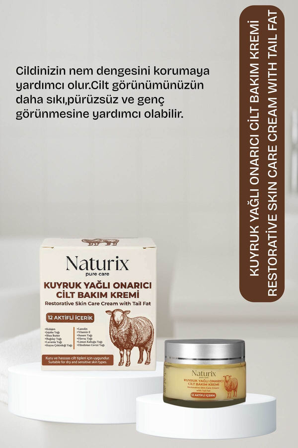 Kuyruk Yağlı Cilt Bakım Kremi 50ml | 12 Doğal Kaynaklı İçerikli Nemlendirici Bakım Kremi