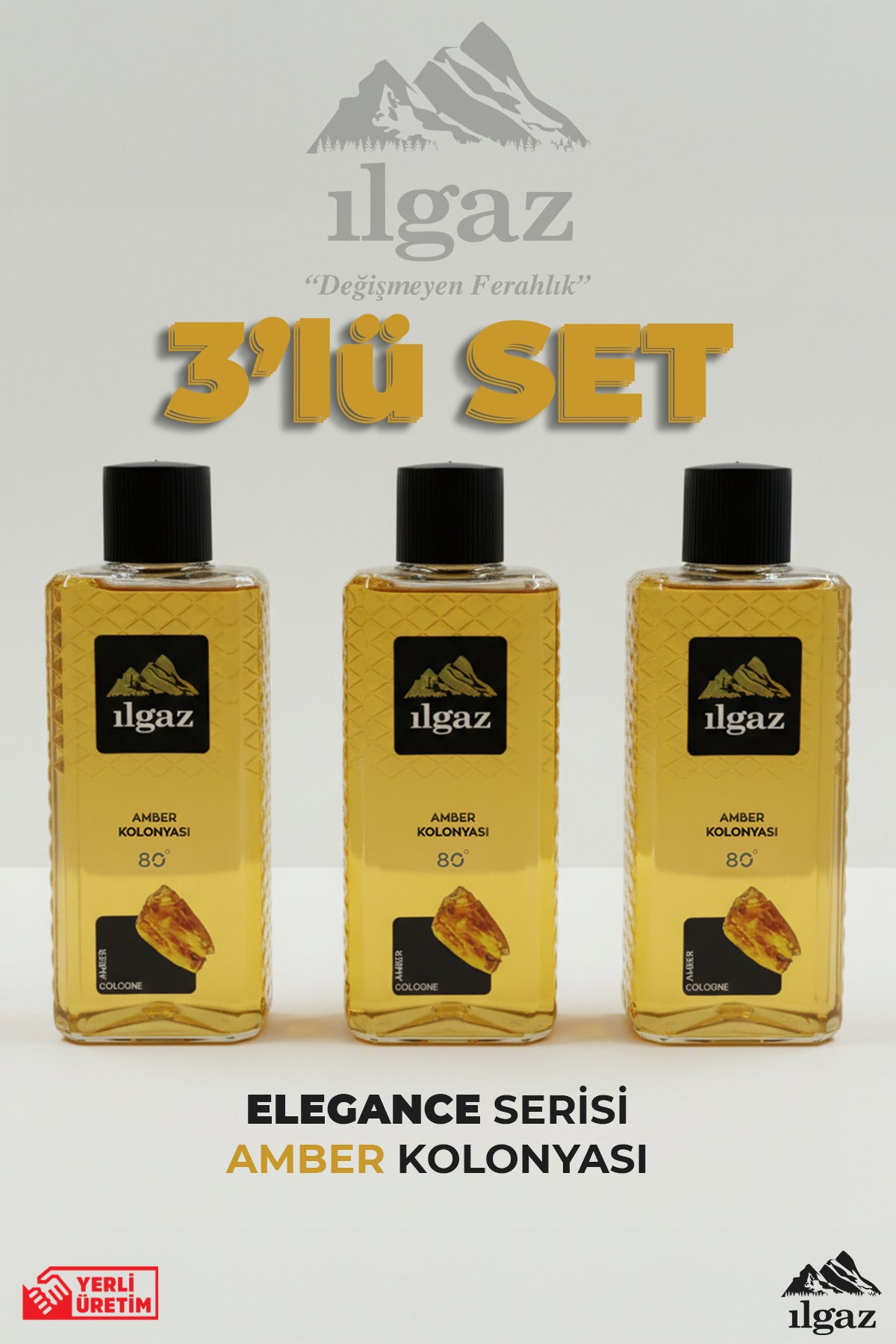 Amber Kolonyası 3'lü Set 80 Derece 400 Ml | Elegance Series