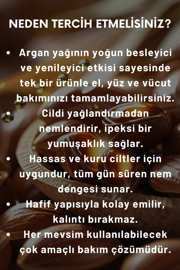 Argan Yağlı Günlük Bakım Kremi El, Yüz Vücut Losyonu 250 ml Nemlendirici Bariyer Krem