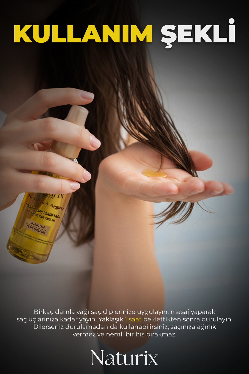 Keratin ve Argan Yağlı Onarıcı Saç Bakım Yağı 100 ml