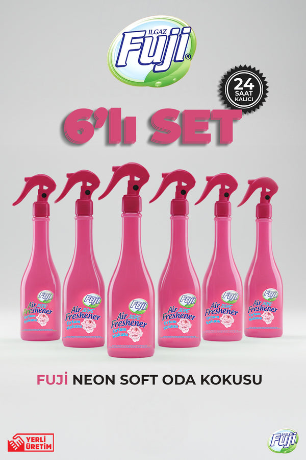 Soft Oda Spreyi 400 ml - 6'lı Eko Paket | Air Freshener Neon Pembe Çiçekler Oda Kokusu