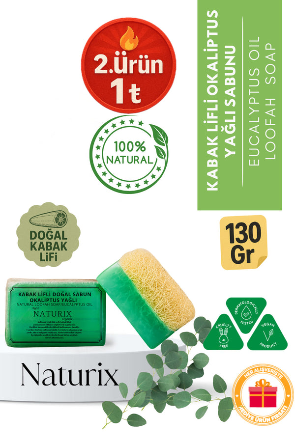 Kabak Lifli Okaliptus Yağlı Sabun 130 gr | Nemlendirici, Peeling Etkili Ve Arındırıcı Sabun