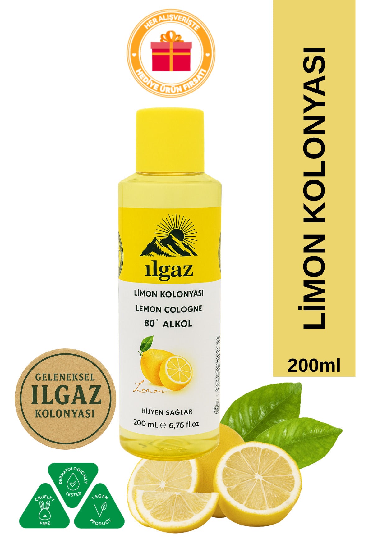 Klasik Limon Kolonyası 200 ml 80 Derece Kolonya Dökme Pet Kolonya