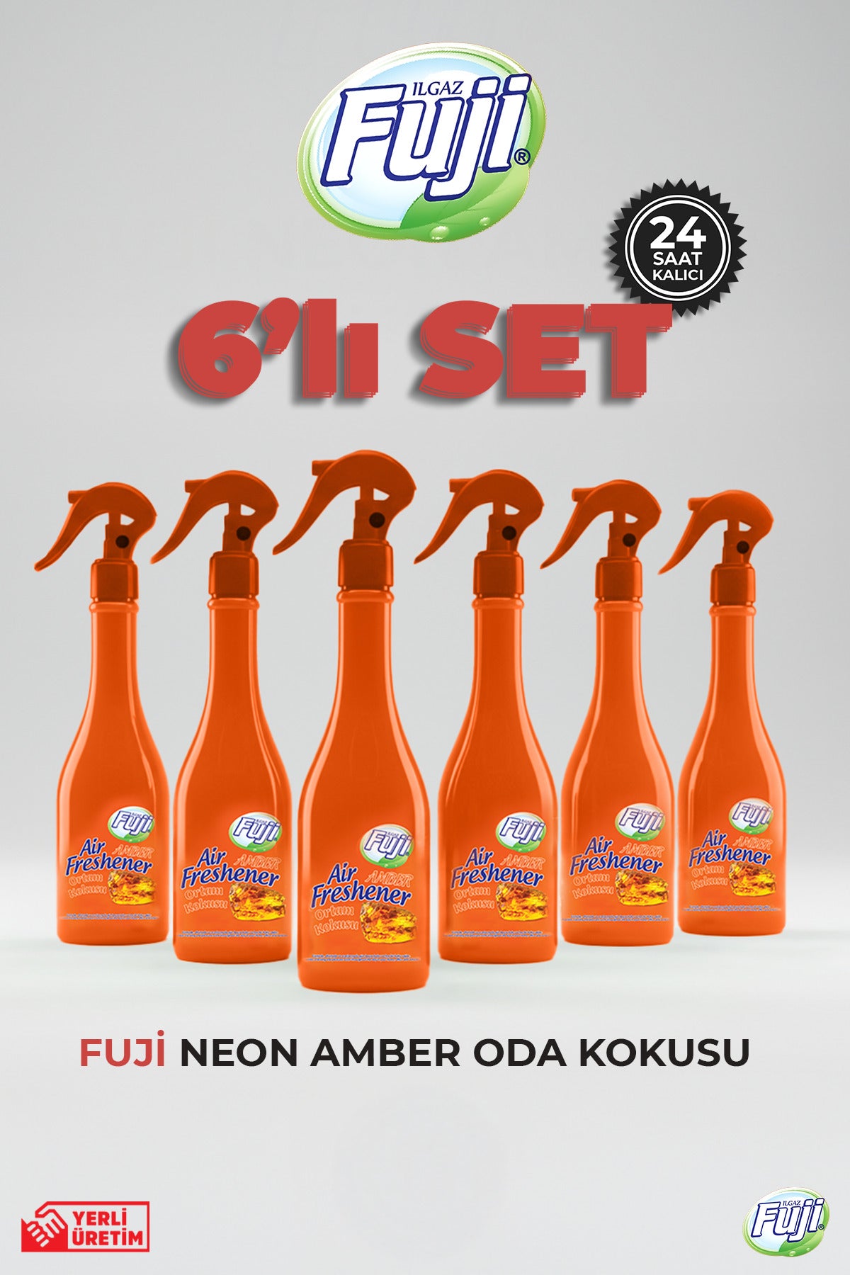 Amber Oda Spreyi 400 ml - 6'lı Eko Paket | Air Freshener Neon Amber Oda Kokusu
